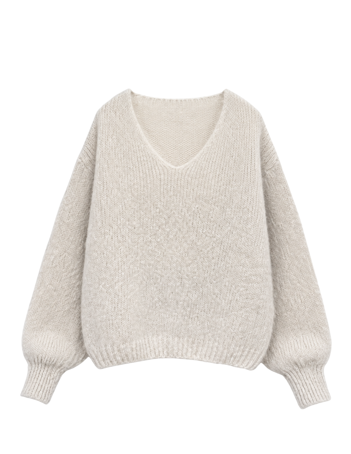 Bianca - Kid Mohair V-Neck Knit - beige