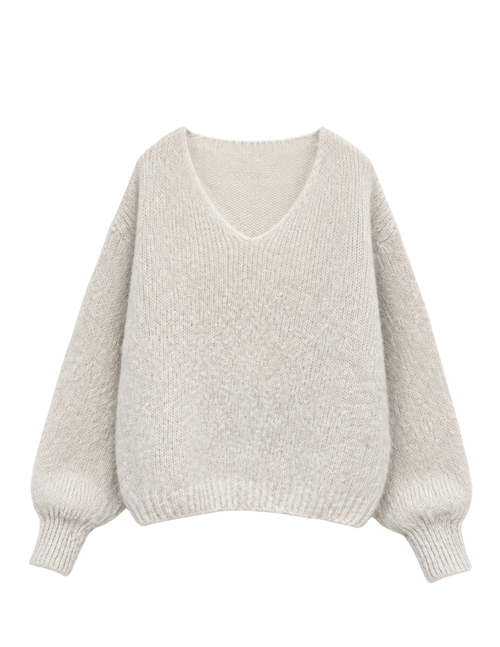 Bianca - Kid Mohair V-Neck Knit - beige