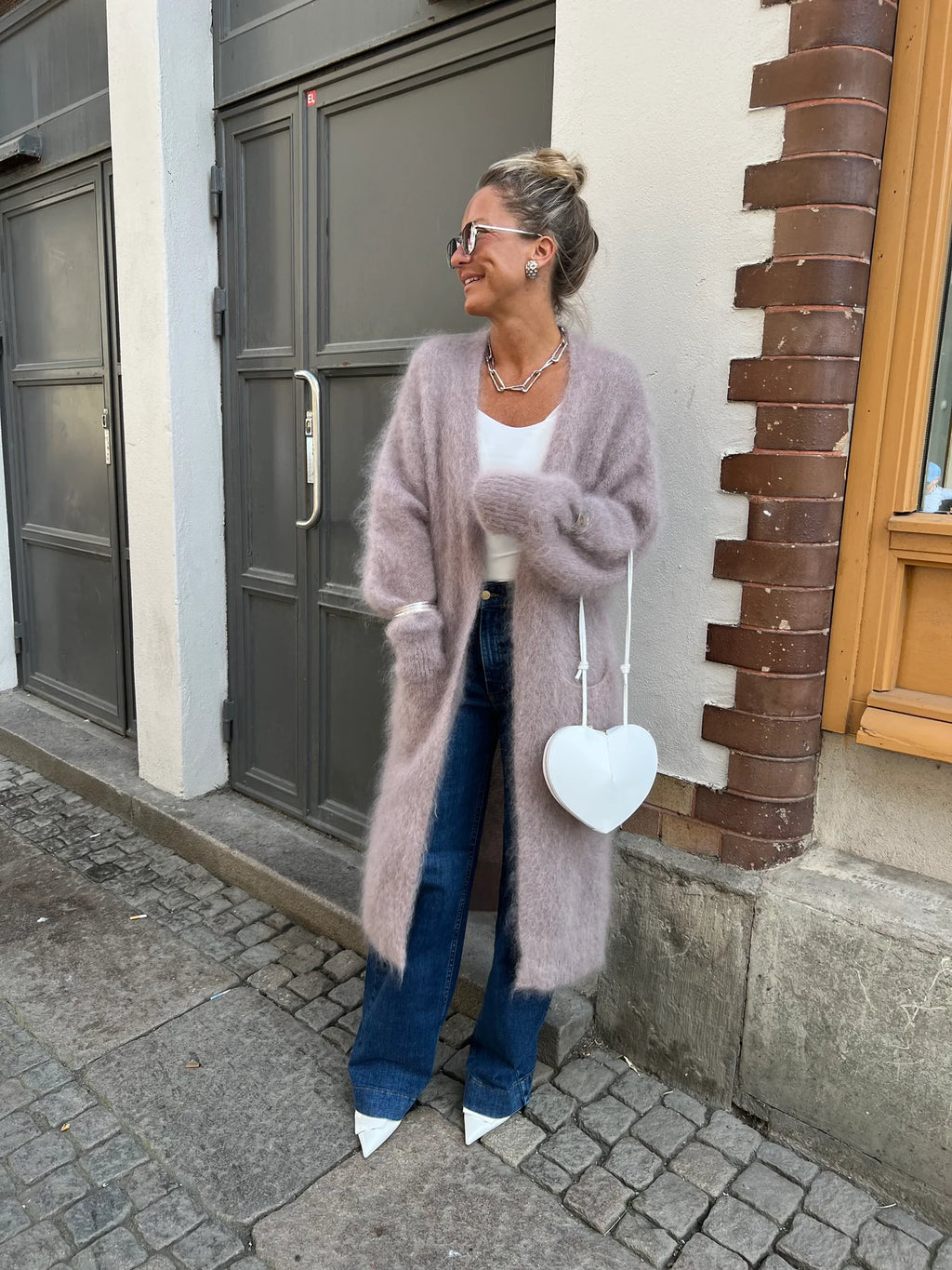 RORO MOHAIR - mohairneuletakki – Taupe