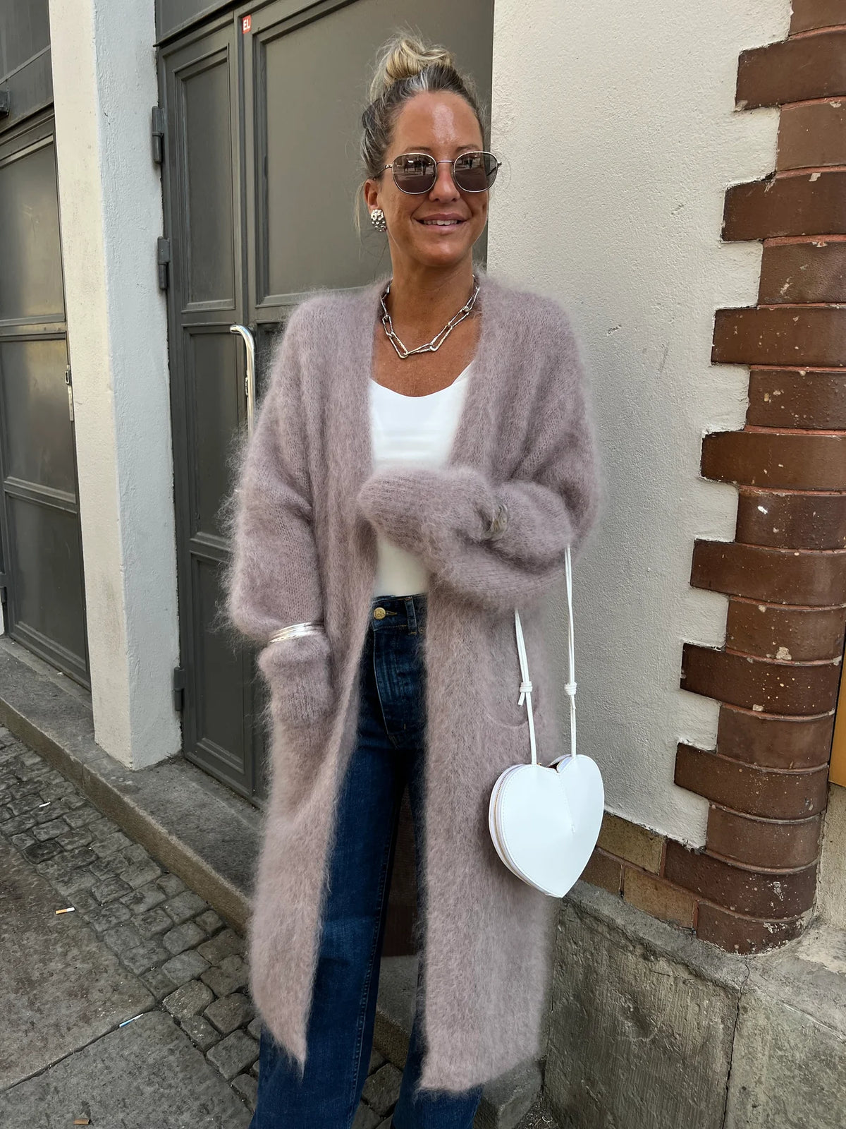 RORO MOHAIR - mohairneuletakki – Taupe