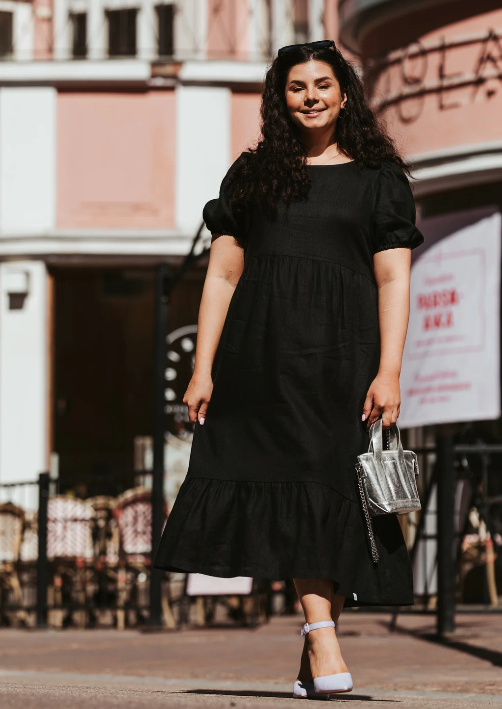 Nakoa -naisten pellavamekko.Astrid Dress,Black